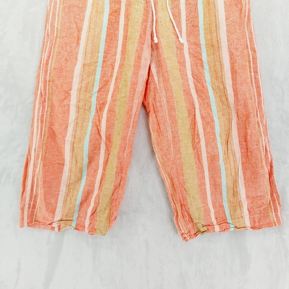 Beachlunchlounge Orange Striped Linen Blend Casual Pants P3269 - Picture 2 of 9